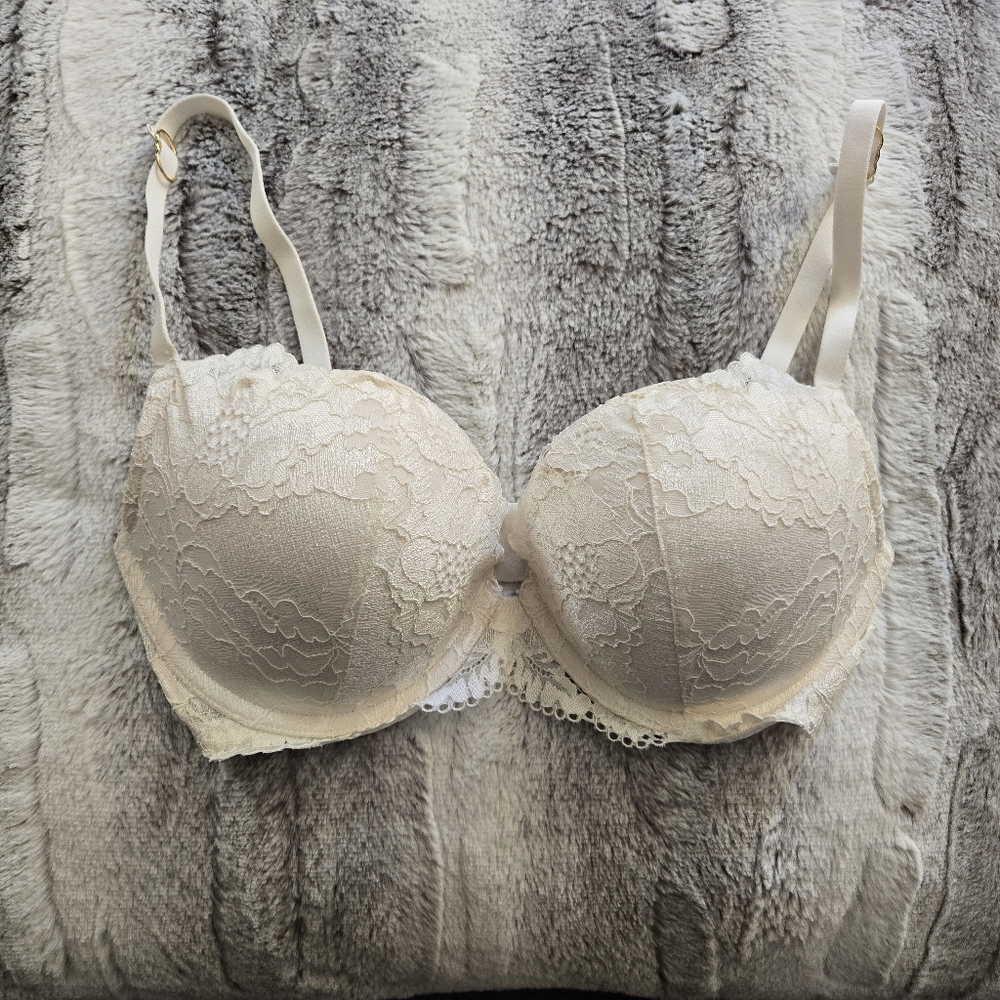 La Senza "Beyond Sexy" Classic Plunge Pushup Bra in White Lace